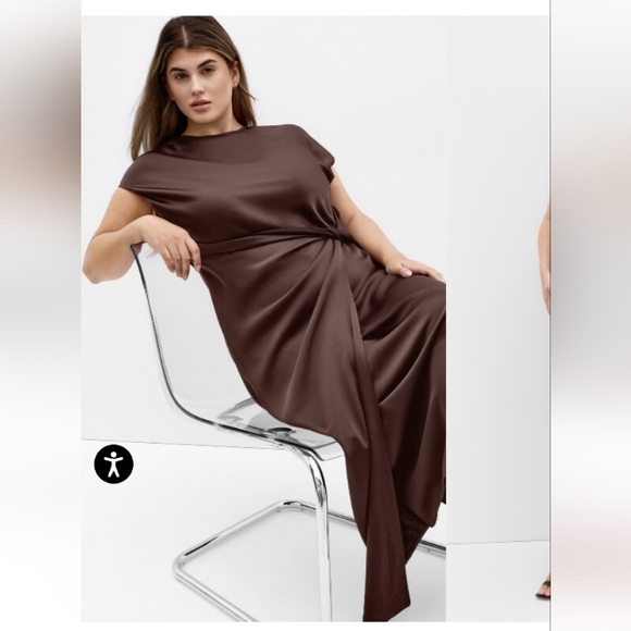 CITY CITY Knot Satin Dress - Truffle - Picture 5 of 5